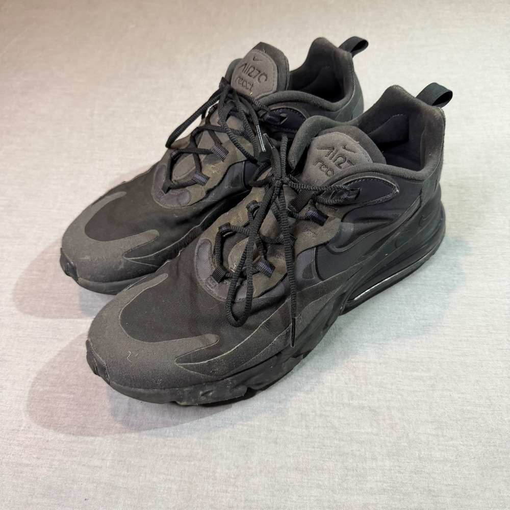 Nike Air Max 270 React Mens 11.5 Black Good CI3866-003 Triple Black Sneakers